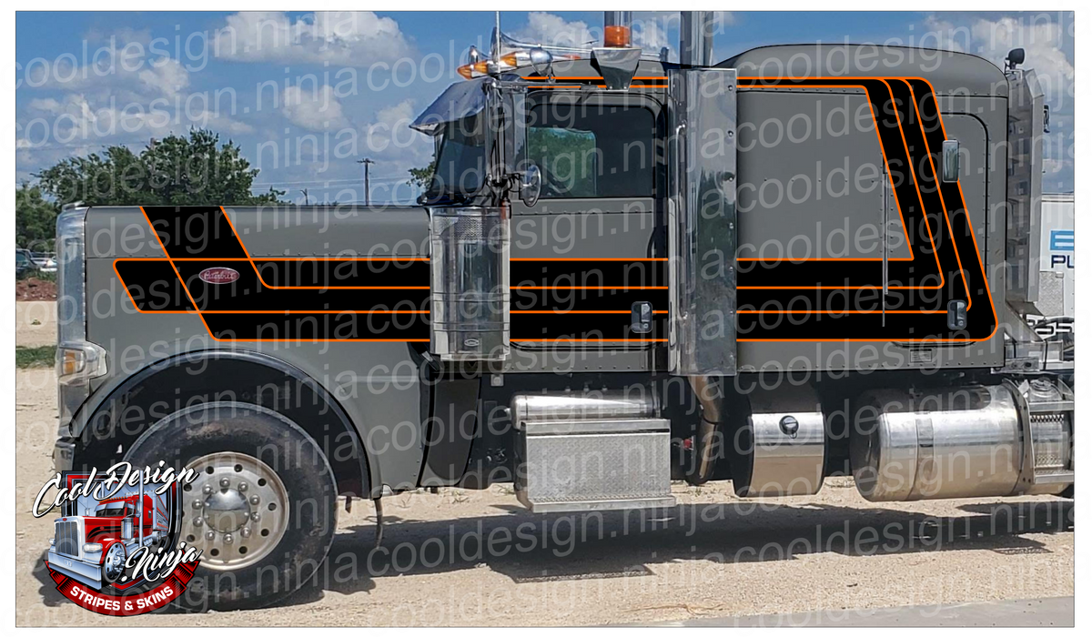 379/389 Black and Orange Chicago Peterbilt Stripe Kit – Cool