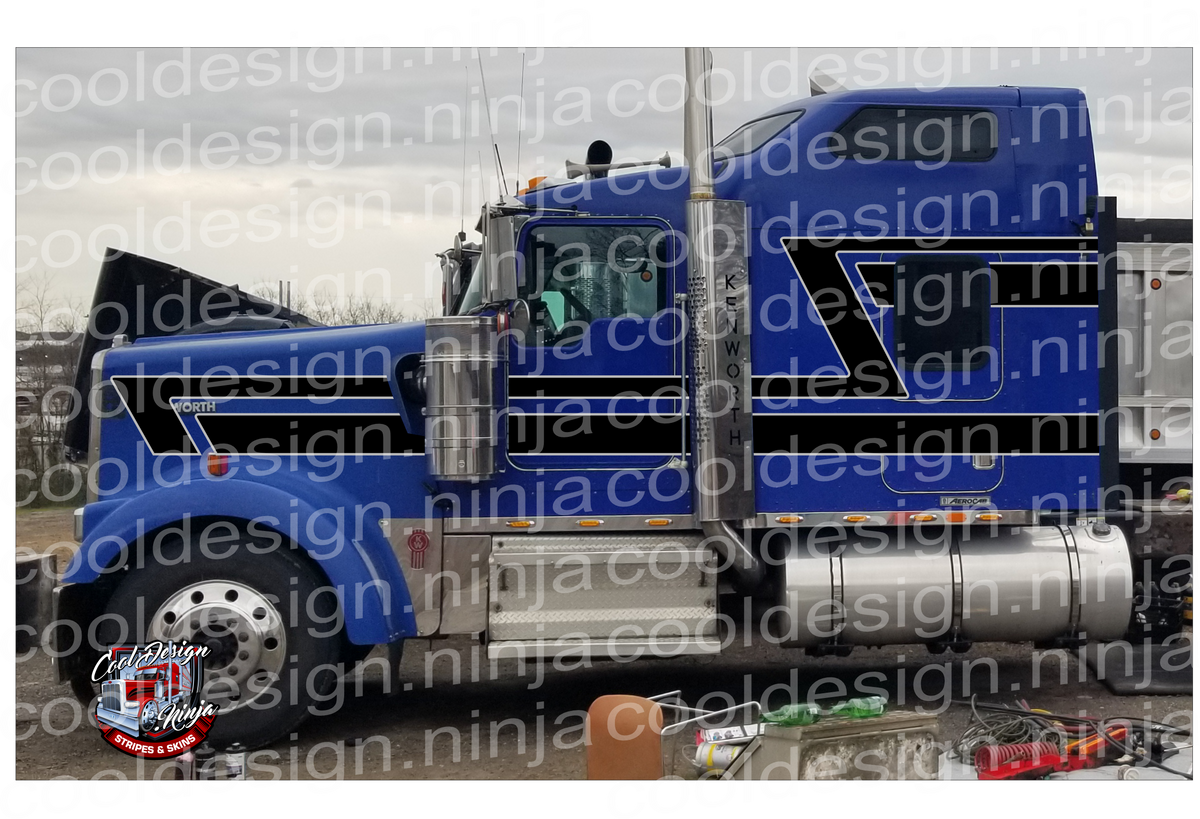 Black and Grey 70s Overshadow W9 Kenworth Stripe Kit – Cool