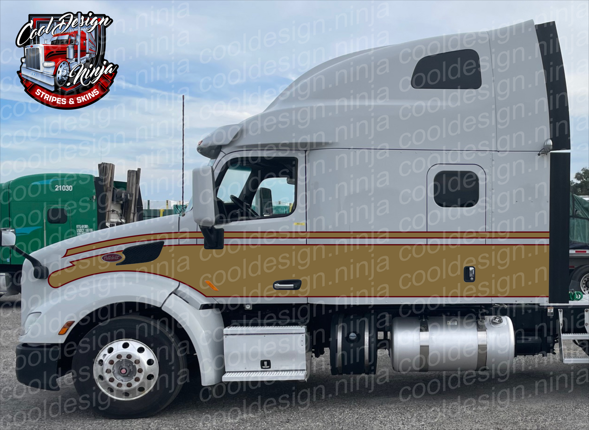 Gold and Dark Red 579 Peterbilt Seminole Stripe Kit – Cool Design