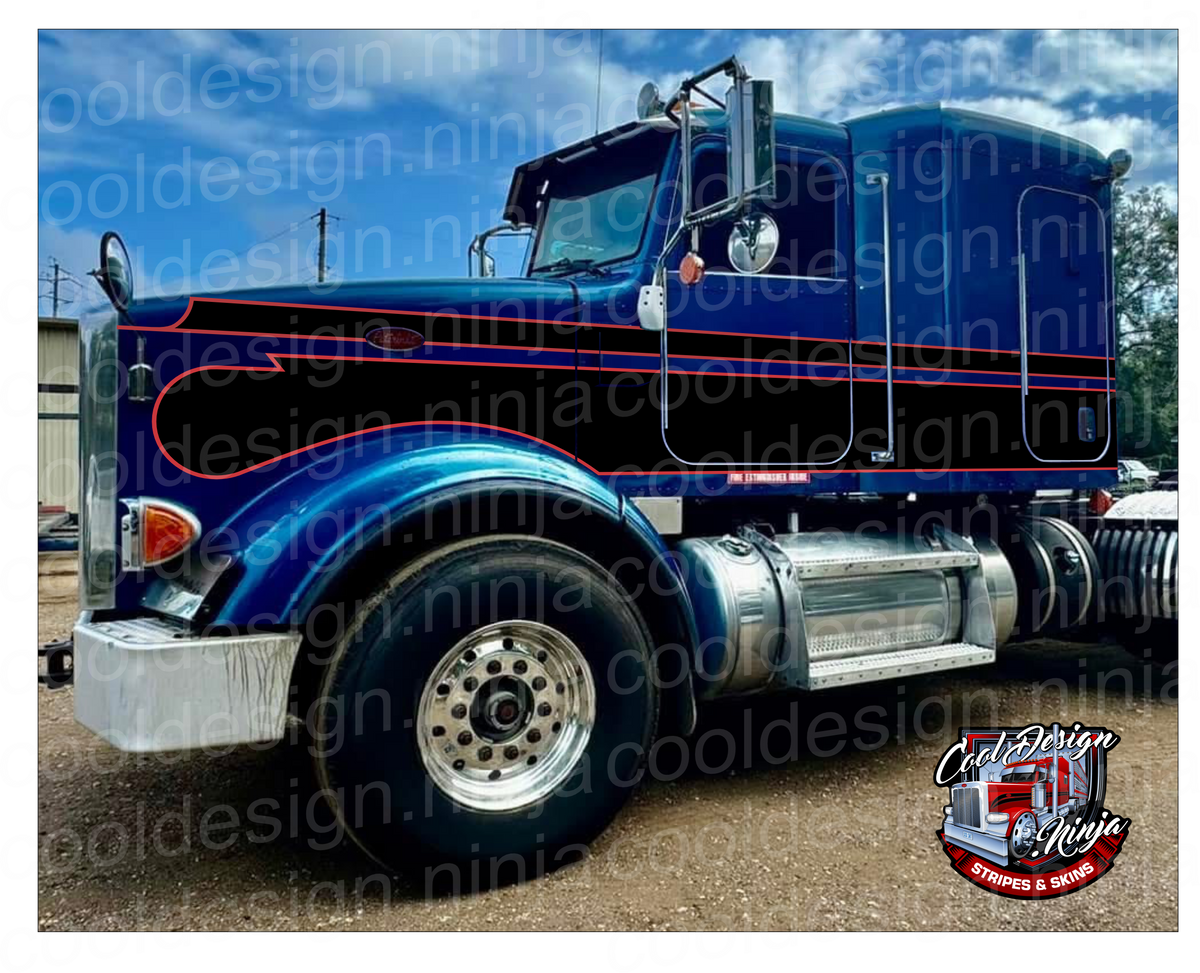 Red and Black Peterbilt 367 Seminole Stripe Kit – Cool