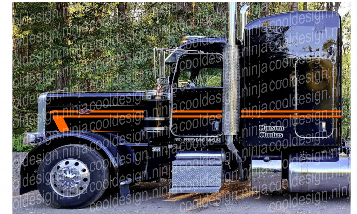 379/389 Orange Silver Grey Underhook Peterbilt Stripe Kit