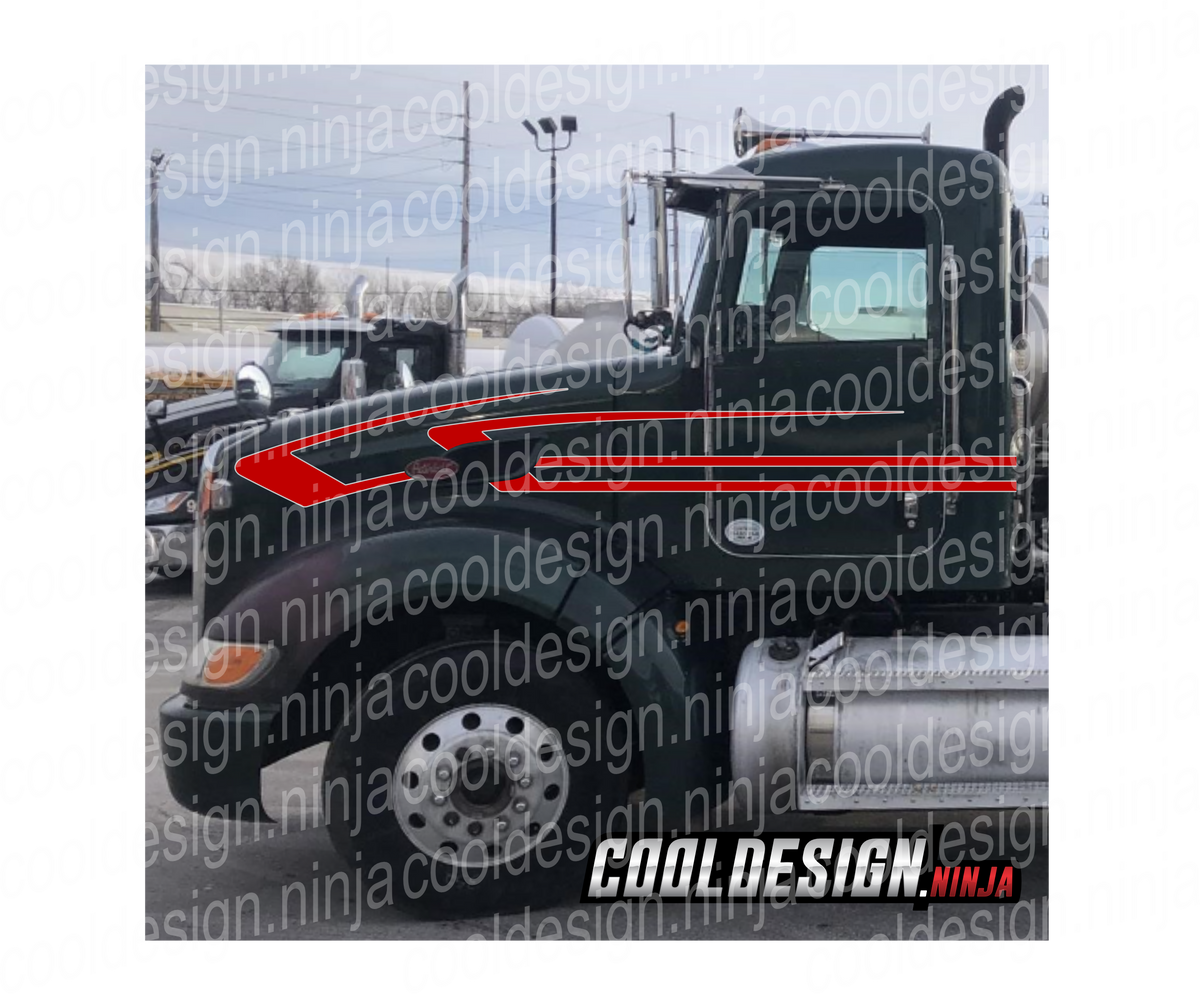 金太郎ページ Red and Silver 389 Overwedge Daycab Peterbilt Stripe Kit