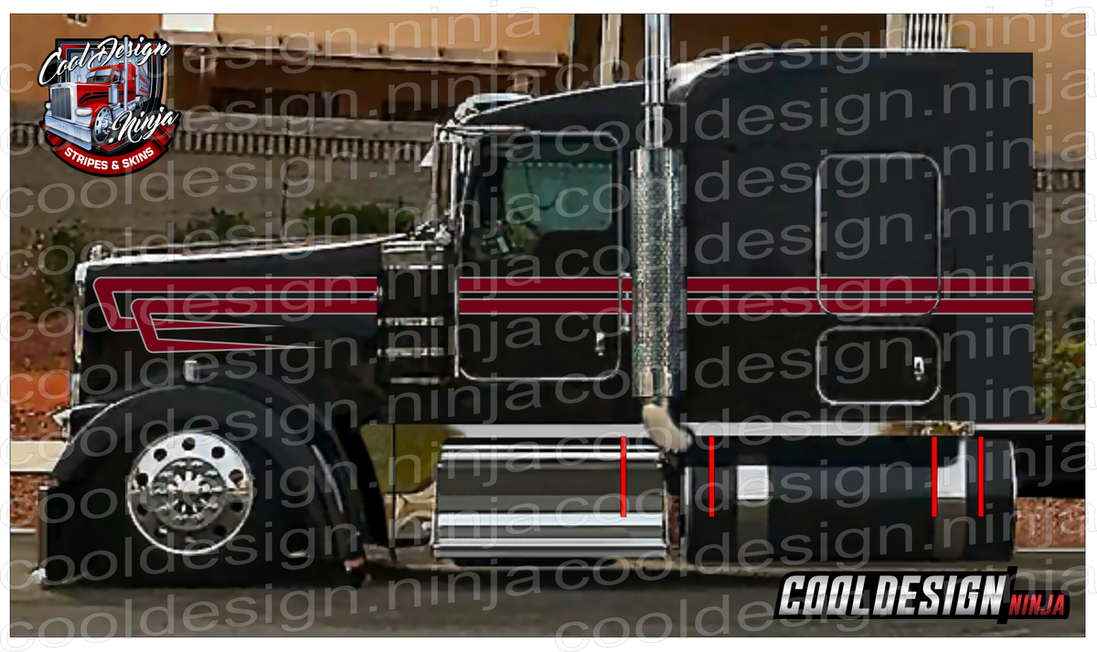 kenページ Engine Turned Burgundy and Grey Kenworth Double Cees Stripe Kit