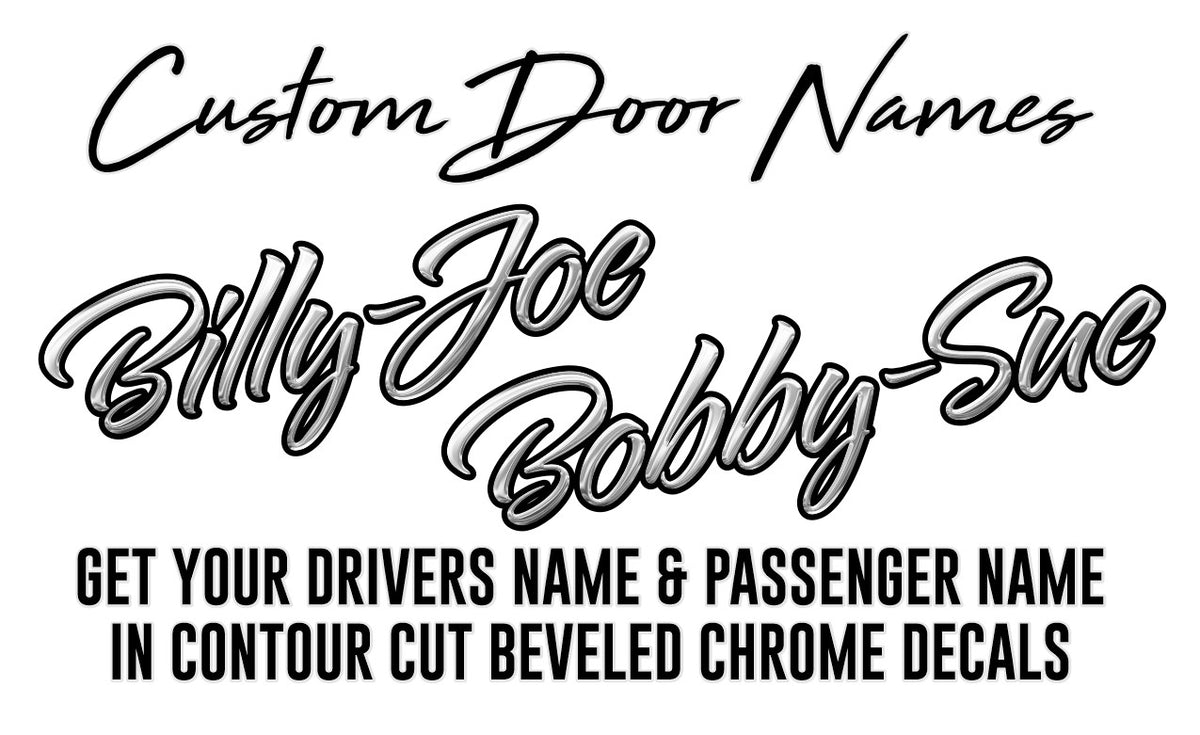 Contour Cut Custom Chrome Door Name Decals Cool Design Ninja