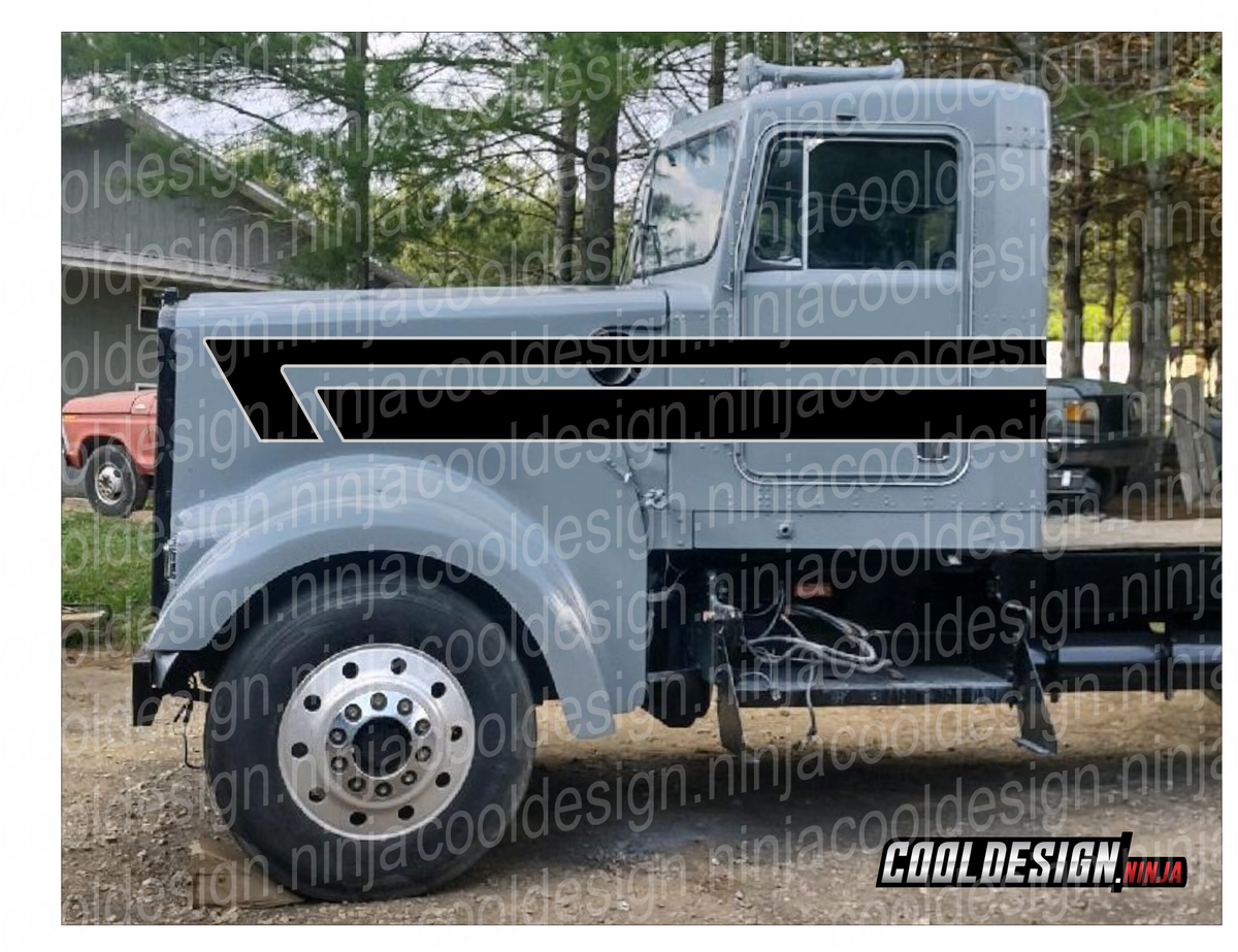 Black and Silver Grey 70s Overshadow Kenworth Stripe Kit