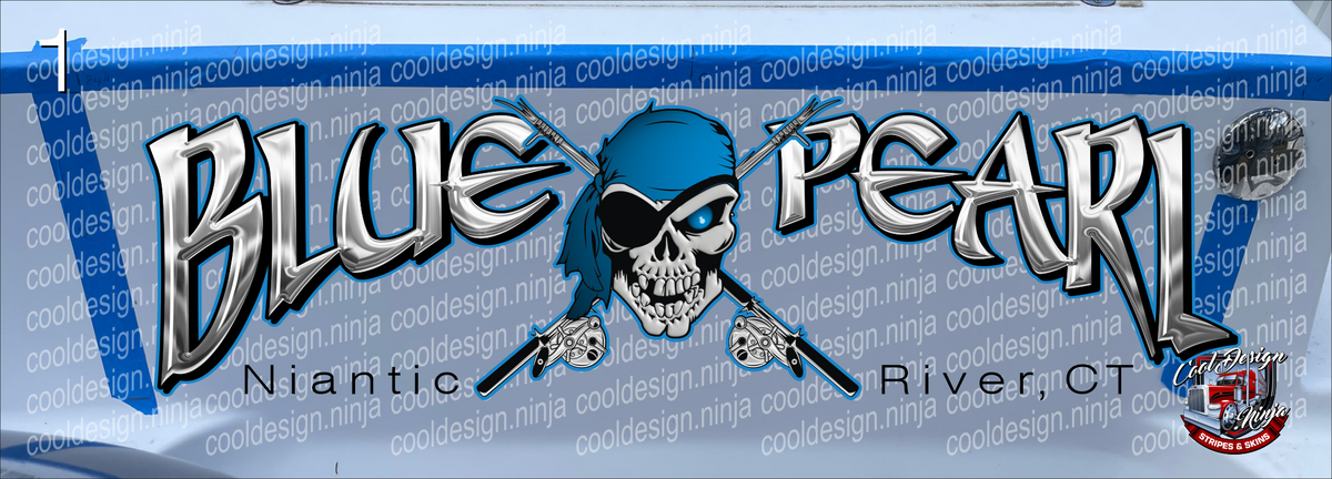 43 x 12 in Niantic River Blue Pearl Boat Decal – Cool Design Ninja