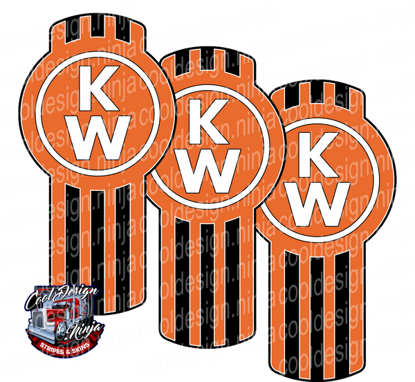 Orange Black and White Vertical Kenworth Emblem Skin Kit