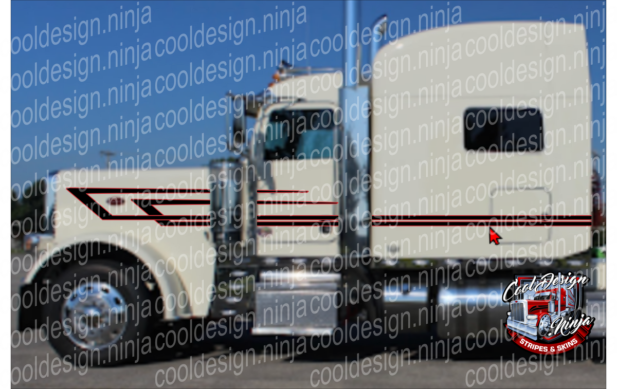Black and Viper Red Underwedge Peterbilt Stripe Kit – Cool