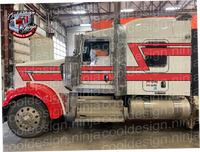 Viper Red w Black Outline 70s Overshadow Kenworth W9 Stripe Kit