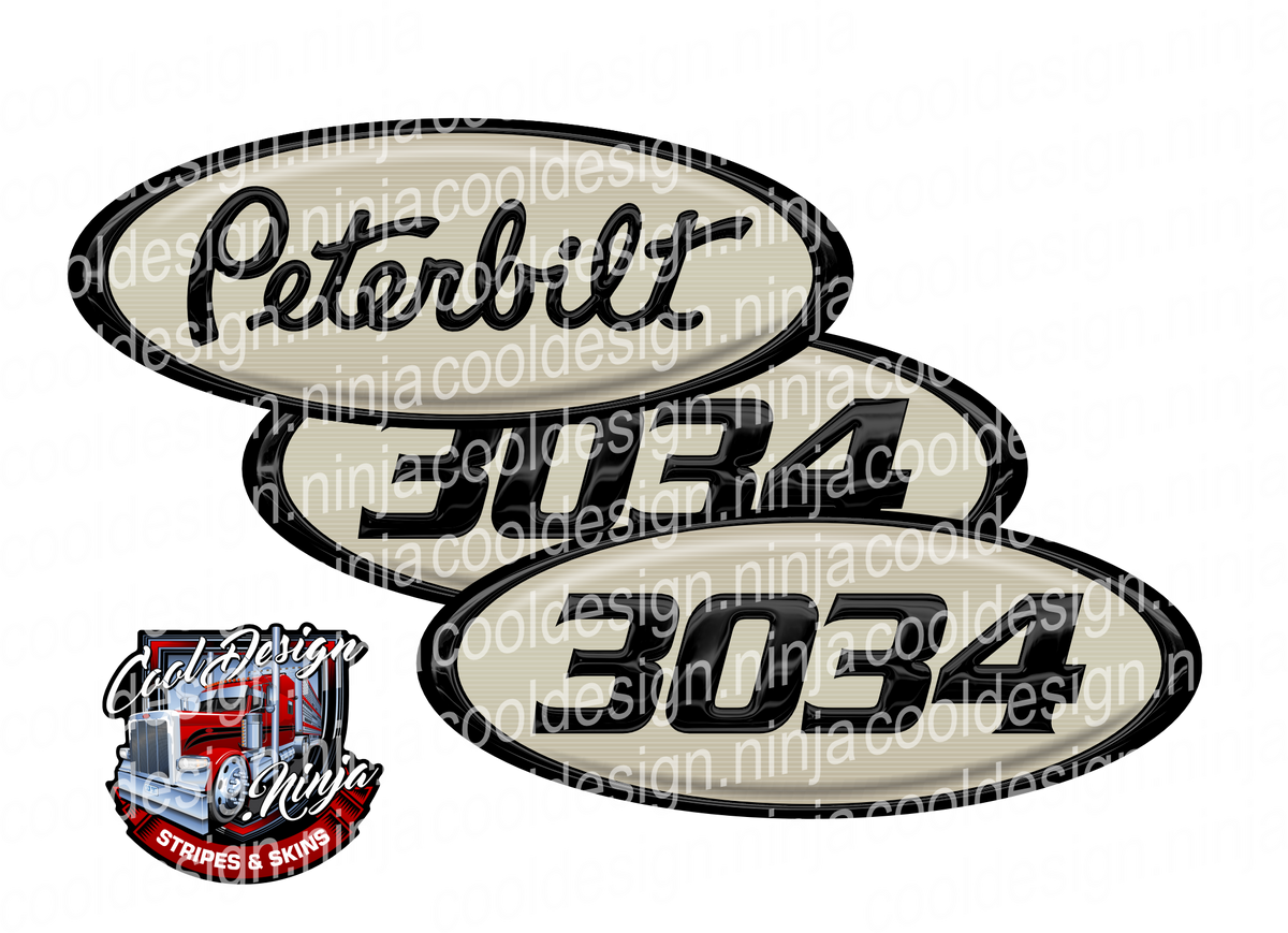 Black and Cream Unit 3034 Peterbilt Emblem Skins – Cool Design Ninja