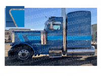 Azure Blue and Silver Leaf Effect Thick Overwedge Peterbilt Stripe Kit