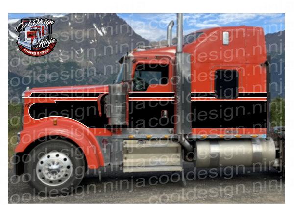 Black and White Seminole Kenworth Stripe Kit