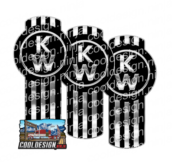 Black and Chrome Vertical Kenworth Emblem Skins