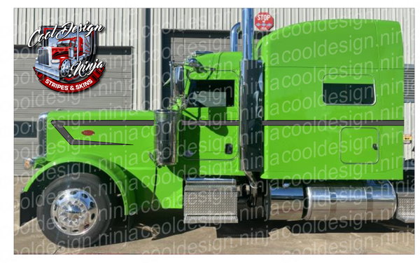 Grey and Black Leading Wedge Peterbilt 389 Stripe Kit