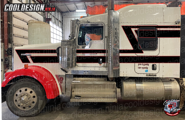 Cardinal Red 70s Overshadow Kenworth W9 Stripe Kit