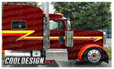 Red and Yellow Trailing Wedge Peterbilt Stripe Kit