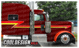 Red and Yellow Trailing Wedge Peterbilt Stripe Kit