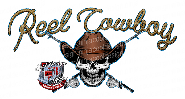 Reel Cowboy Skull Boat Decal