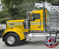 Grey and Lime Green Kenworth W9 Extended Daycab DW Overhook Stripe Kit