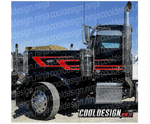 Red and Silver 389 Overwedge Daycab Peterbilt Stripe Kit