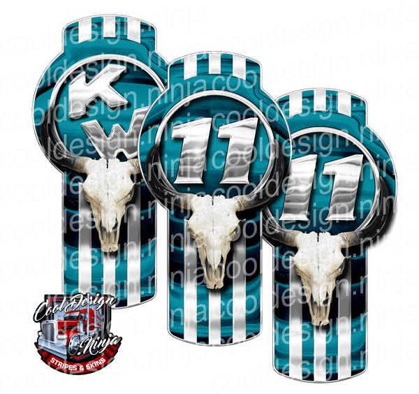 Teal Bull Skull Unit 11 Kenworth Emblem Skins