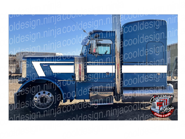 White and Black Hard Overwedge Peterbilt Stripe Kit