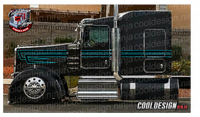 Black and Ol School Turquoise Woods Underhook Kenworth W9 Stripe Kit