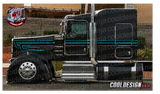 Black and Ol School Turquoise Woods Underhook Kenworth W9 Stripe Kit