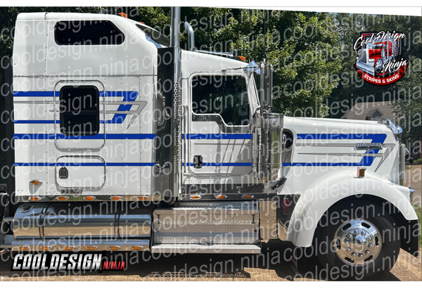 Midnight Blue and Grey Nested Scallop Kenworth Stripe Kit