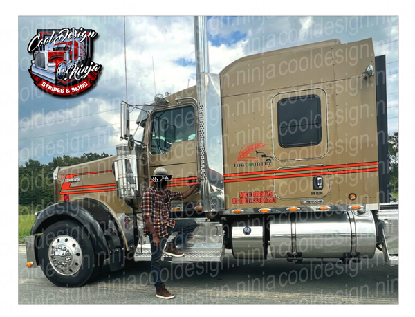 Orange and Black Underhook Kenworth Stripe Kit