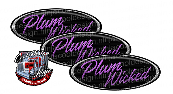 Plum Wicked Black Chrome and Purple Peterbilt Emblem Skins