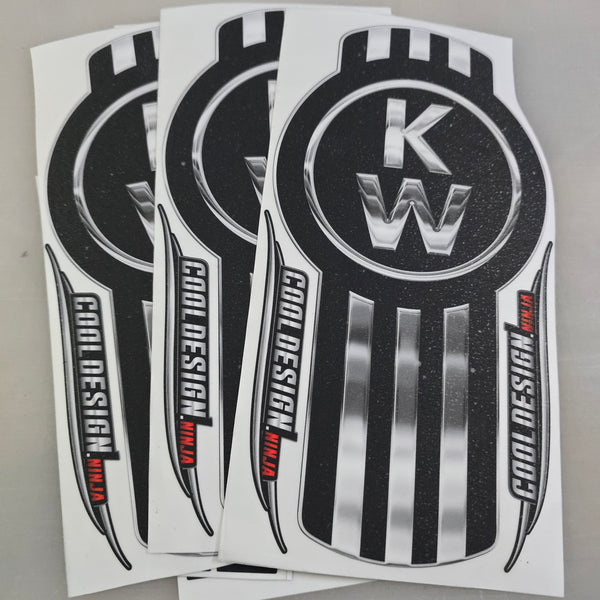 In-Stock Special - Black and Chrome Vertical Kenworth Emblem Skin Kit