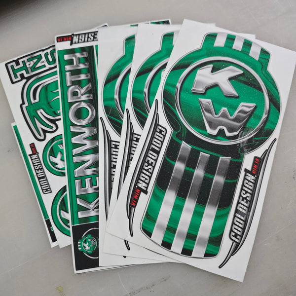In-Stock Special - Green and Chrome Kenworth Emblem Skin Kit