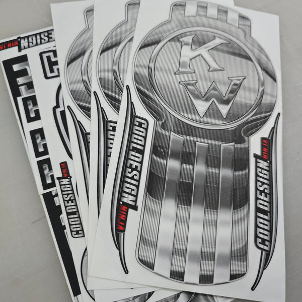 In-Stock Special - Pinstripe Chrome Kenworth Emblem Skin Kit