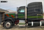 Burgundy and Lime Green Short Hood Peterbilt Stripe Kits
