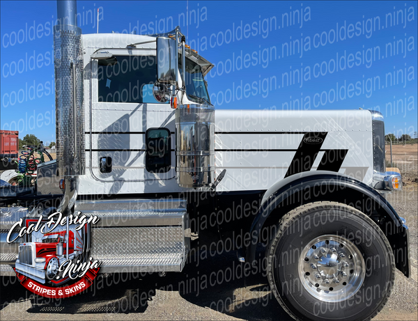 379/389 Black and Grey Triple Slant Peterbilt Stripe Kit