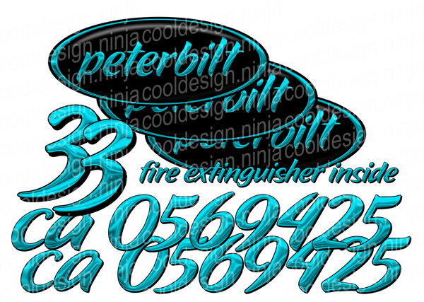 Turquoise blas Peterbilt Lettering Kit