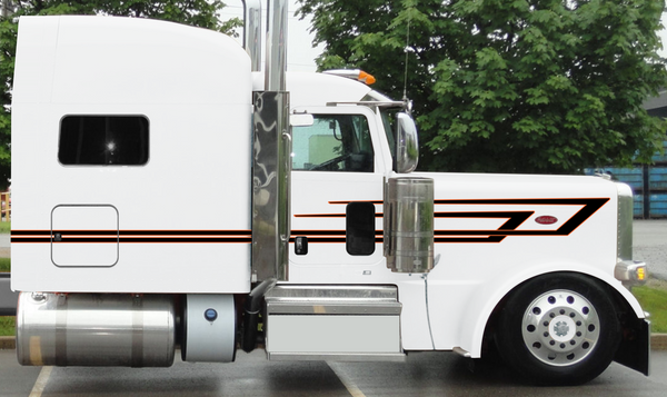 Black and Orange Under Wedge Peterbilt Stripe Kit