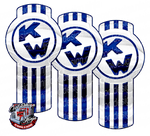 Blue and White Chrome Kenworth Emblem Skin Kit