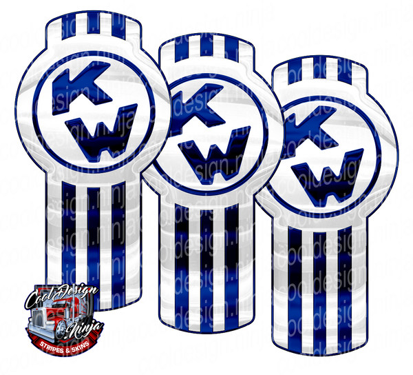 Blue and White Chrome Kenworth Emblem Skin Kit