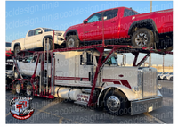 Two-Tone Burgundy Car Carrier Slant Back Peterbilt Stripe Kit