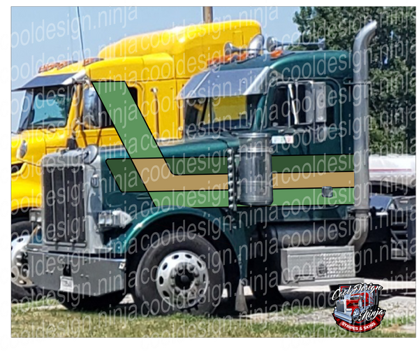 Double Green and Gold Chicago Peterbilt Stripe Kit
