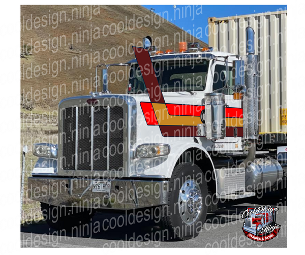 Red Brown and Gold Chicago Daycab Kenworth Stripe Kit