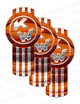 3-Pack of Chrome and Orange Kenworth Emblem Skins