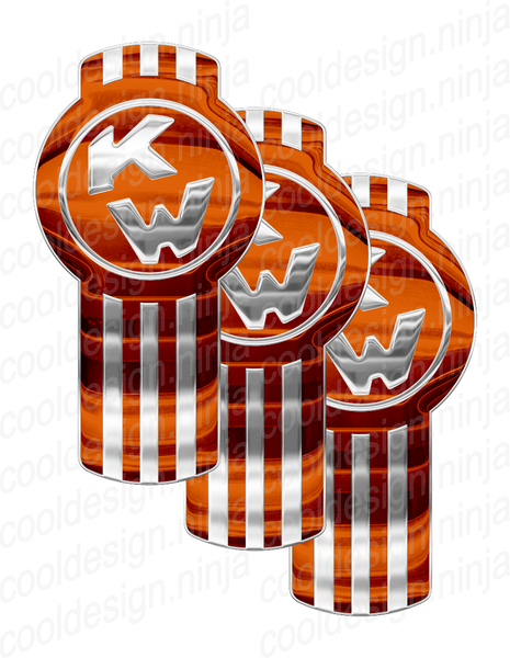 3-Pack of Chrome and Orange Kenworth Emblem Skins