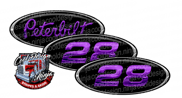 Unit 28 Black Chrome and Purple Peterbilt Emblem Skins