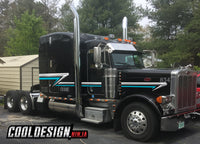 Chrome-Teal Short Hood Peterbilt Trailing Wedge Stripe Kit