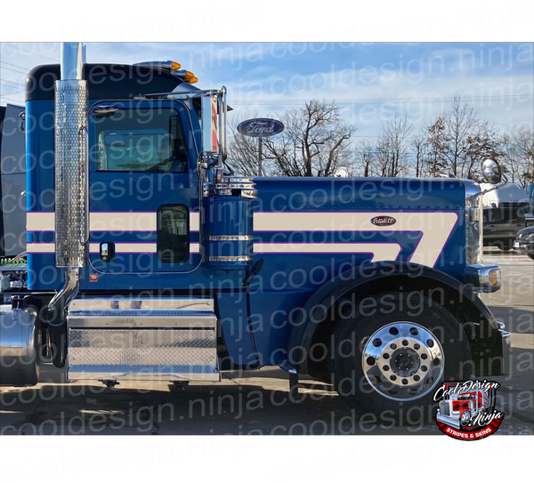 Cream and Purple Wallis 77 Peterbilt Stripe Kit