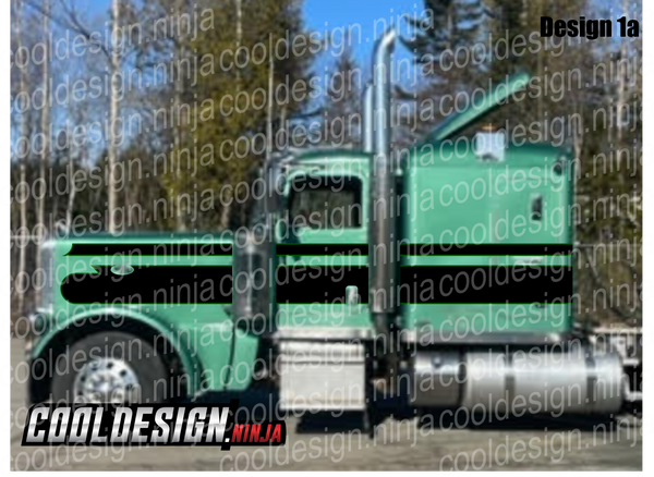 Black and Forest Green Full Seminole Peterbilt Stripe Kit