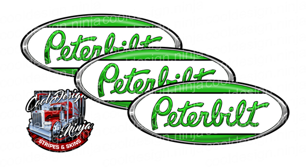 Green and White Peterbilt Emblem Skins